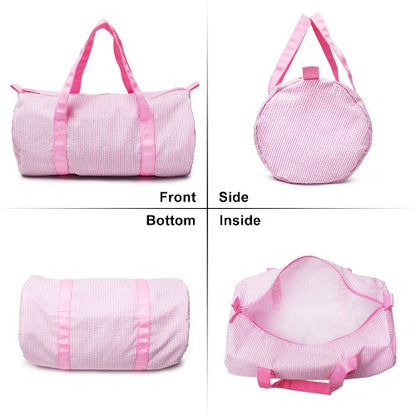 Pink Seersucker Duffel Bag Pretty Personal Gifts