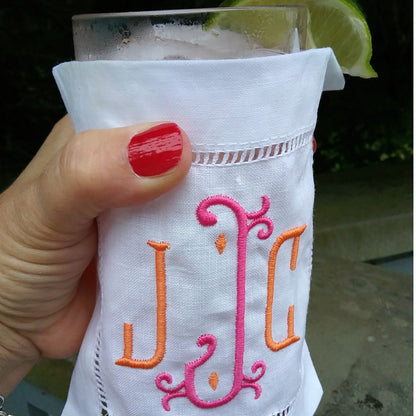 Monogrammed Linen Cocktail Napkins