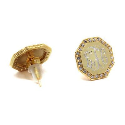 octagon monogrammed earrings