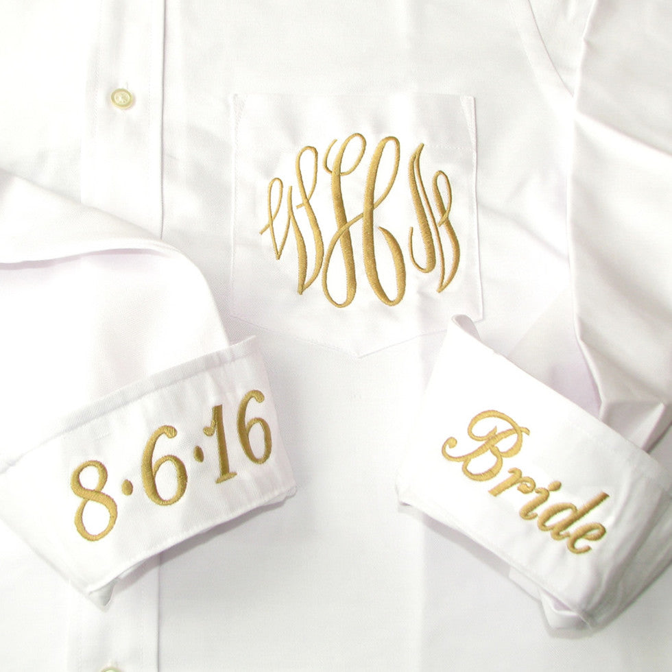 Button Down Oxford Wedding Day Shirt with monogram