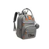Gray diaper bag backpack personalized