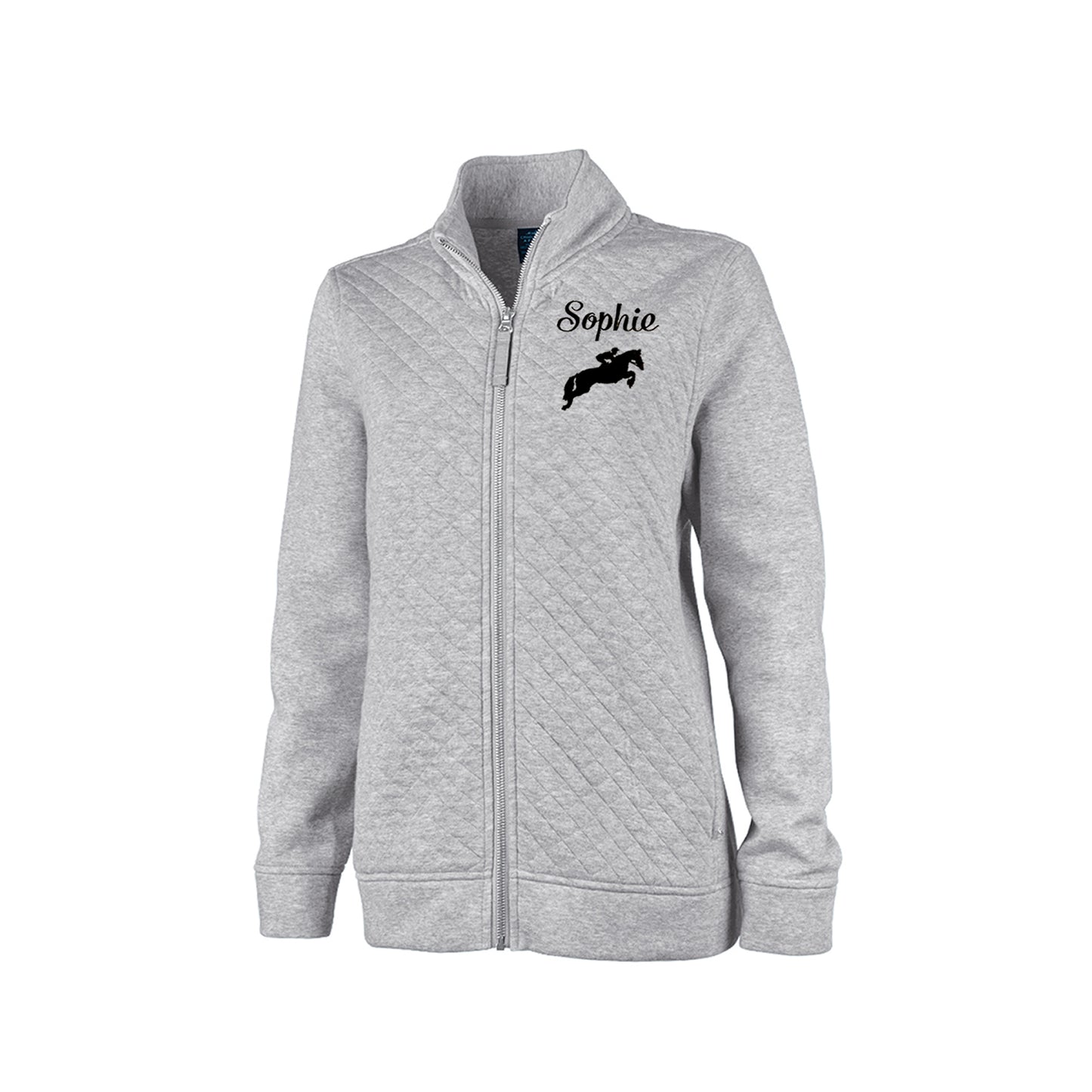 Ladies Horse Jacket - Quilted Full Zip Sweatshirt