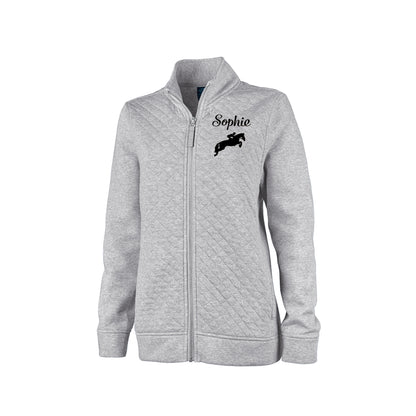 Ladies Horse Jacket - Quilted Full Zip Sweatshirt