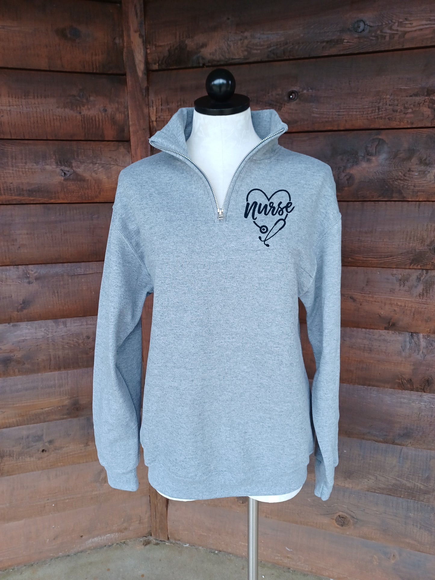 Quarter Zip Pullover Sweatshirt with Nurse Logo