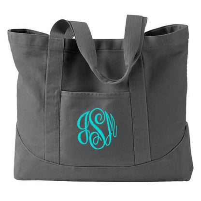 Monogram Tote Bag - 7 solid colors