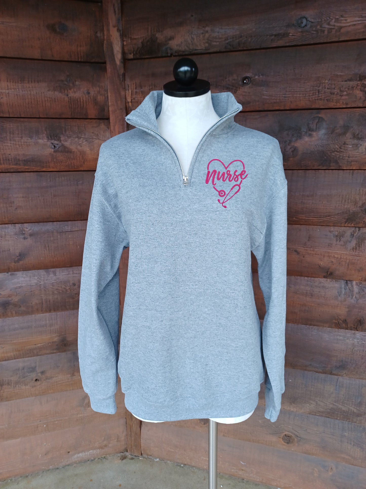 Quarter Zip Pullover Sweatshirt with Nurse Logo