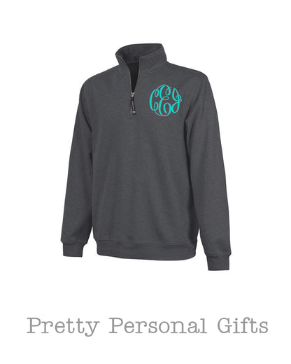 Charles River Apparel Crosswind Quarter Zip Pullover with monogram