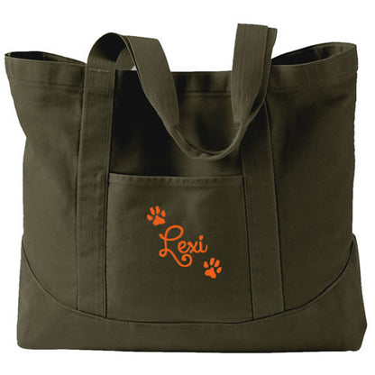 Dog Paw Print Tote Bag