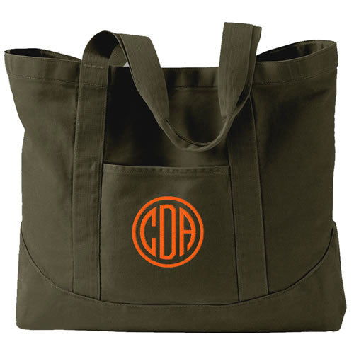 Monogrammed Canvas Tote Bag - 5 colors