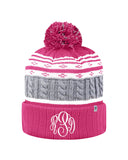 pom pom hat with monogram