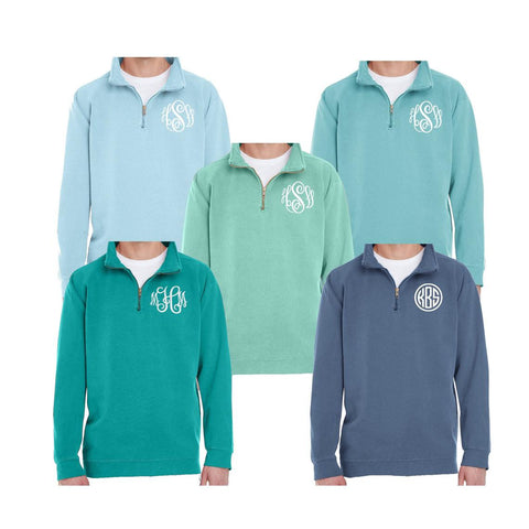 Pastel Green Monogram Zip Hoodie