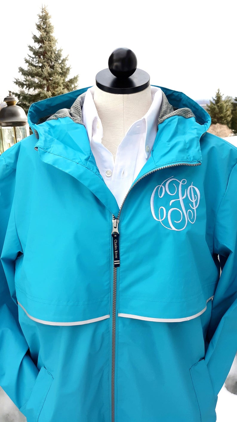 Charles River Rain Coat with monogram