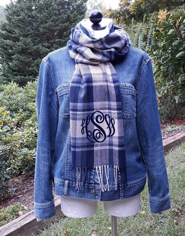 grey monogram scarf