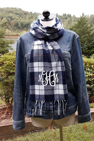Personalized Grey Scarf Monogrammed 
