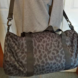 black cheetah print gym bag, black leopard print duffel bag