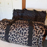 brown and black cheetah leopard print gym duffel bag
