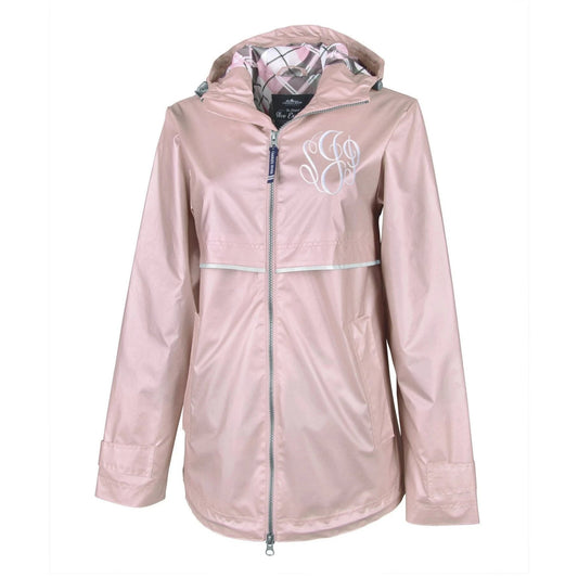 Charles River Rose Gold New Englander Rain Jacket with Monogrammed