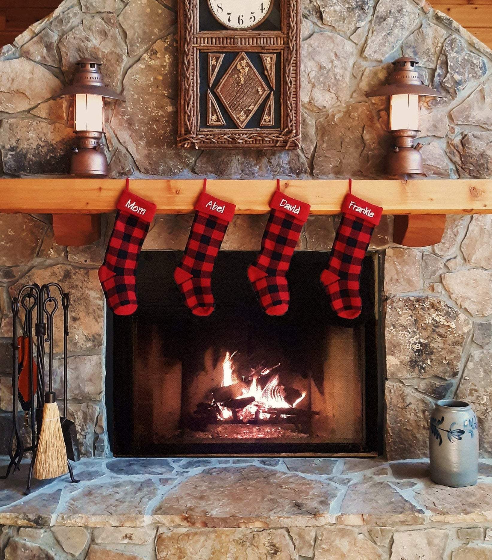 Personalized buffalo plaid Christmas stocking