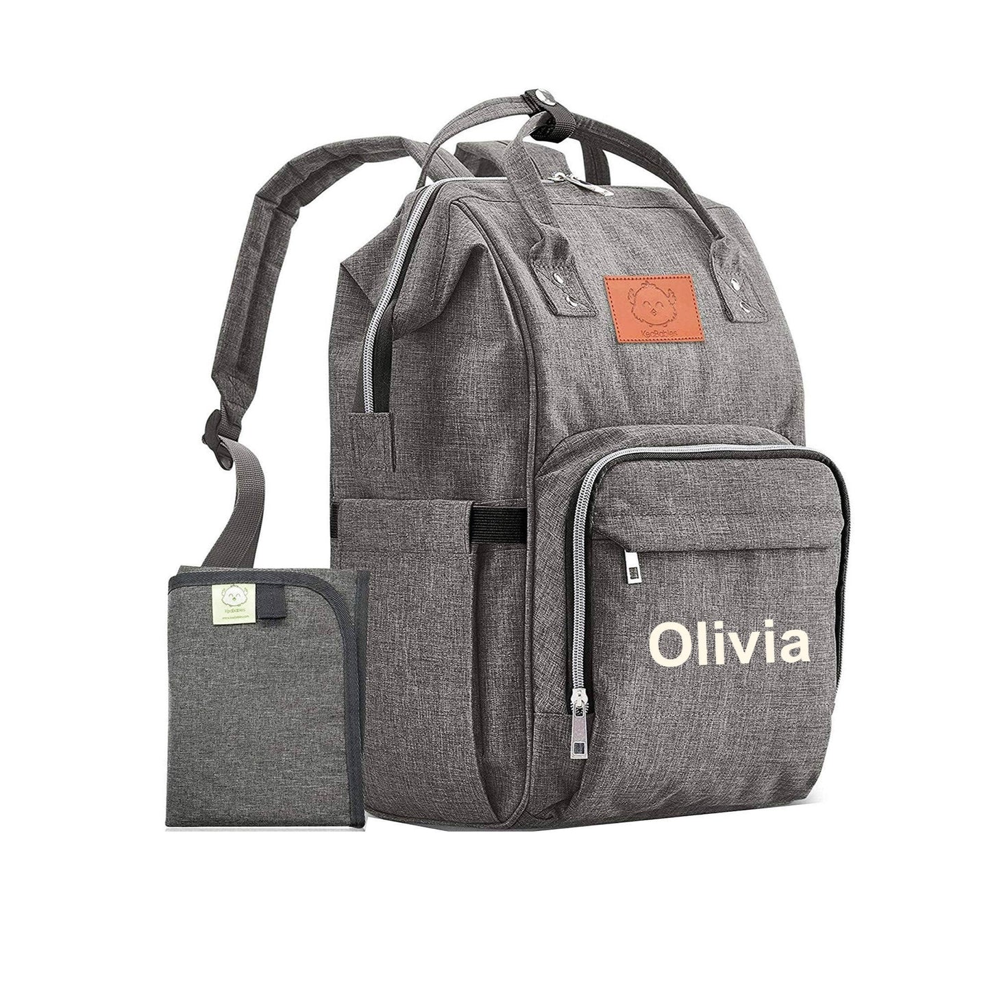 gray diaper bag backpack personalized