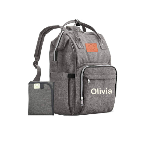 gray diaper bag backpack personalized