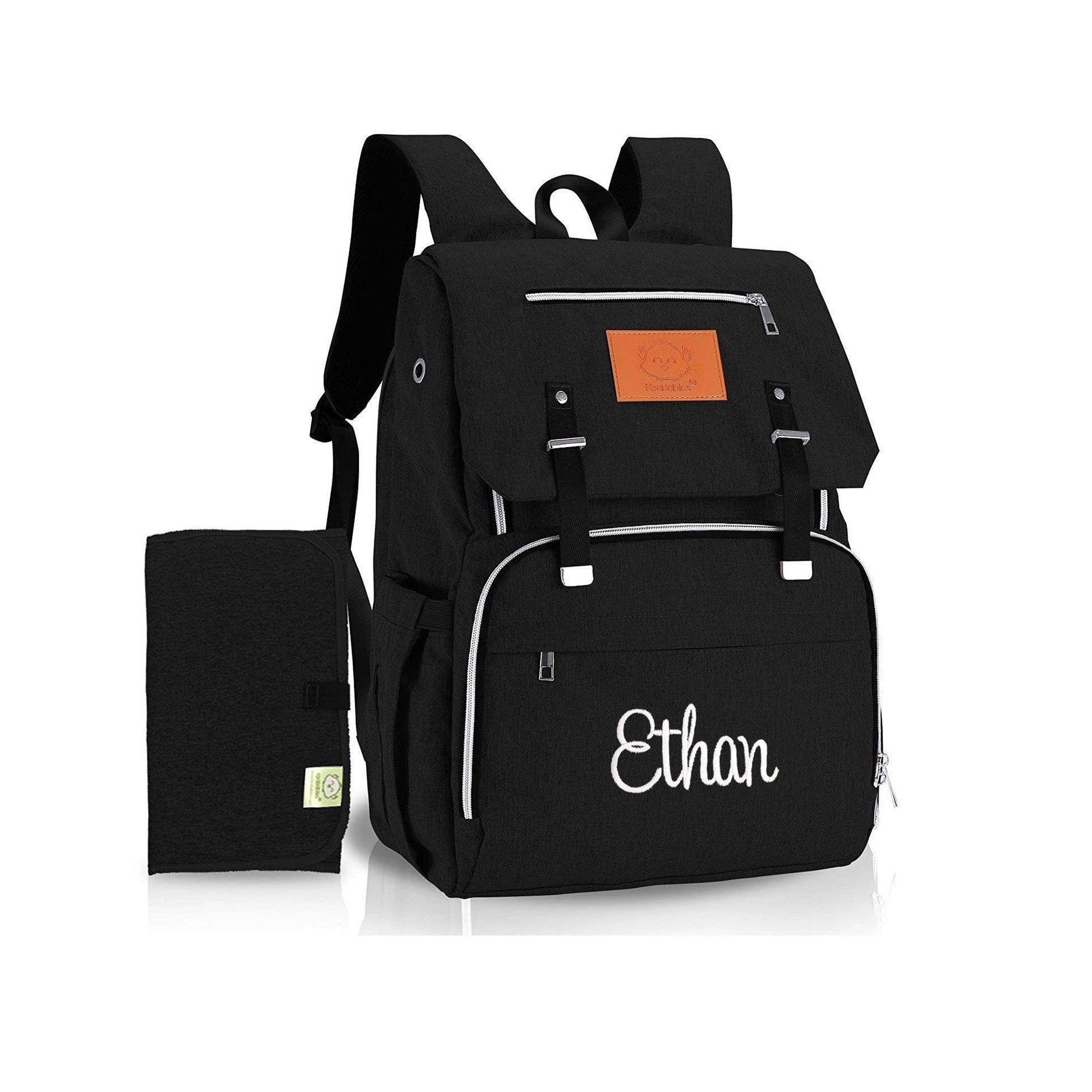 Black Nappy Bag, Diaper Bag Backpack, Personalized – Pretty