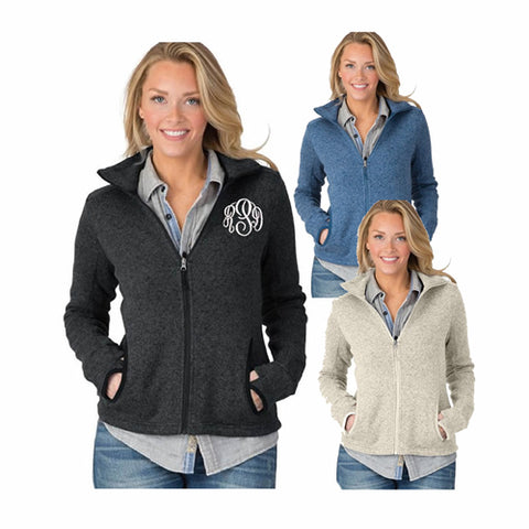 Monogrammed Charles River Apparel Heathered Fleece Jacket – Pretty Personal  Gifts