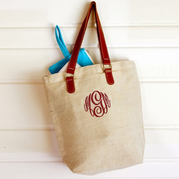 Jute tote bag monogrammed