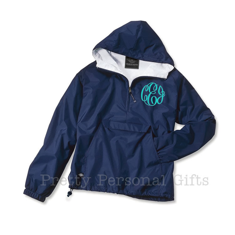 Charles River lined pullover windbreaker monogrammed