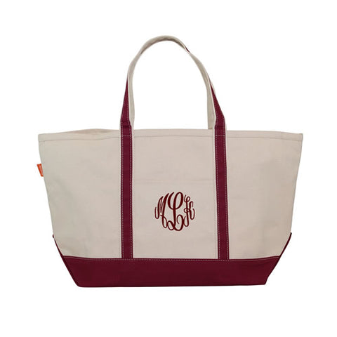 Maroon Tote Bag with Monogram - zipper closure – Pretty Personal Gifts