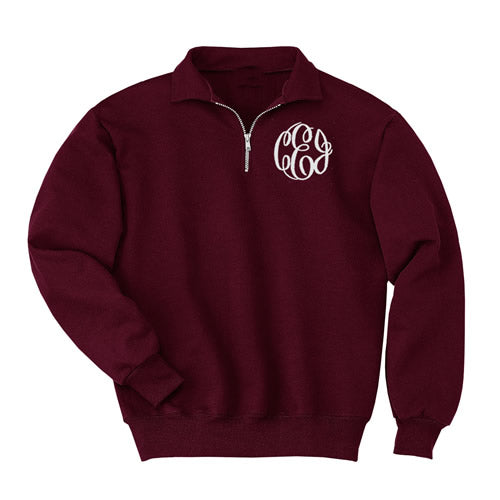 Monogrammed Quarter Zip Pullover Sweatshirt