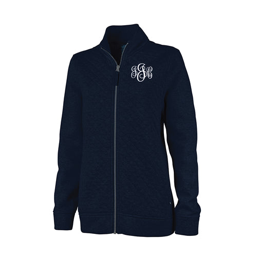 Ladies Quilted Full Zip Sweatshirt With Monogram
