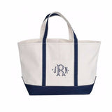 large monogrammed tote bag zipper