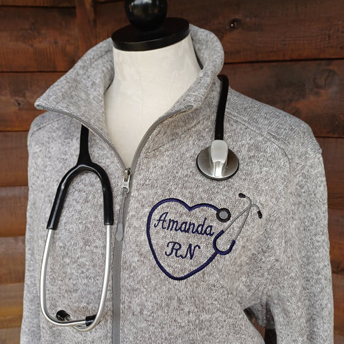 Personalized Nurse Jacket, Jacket for RN, Knit Sweater Jacket for Nurse, Jacket for Hospital Nurse, Scrubs Jacket
