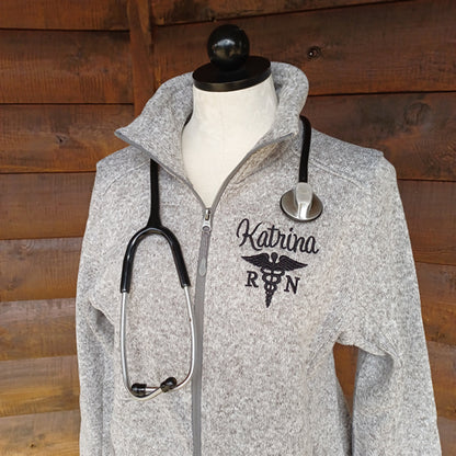 Personalized Nurse Jacket, Jacket for RN, Knit Sweater Jacket for Nurse, Jacket for Hospital Nurse, Scrubs Jacket