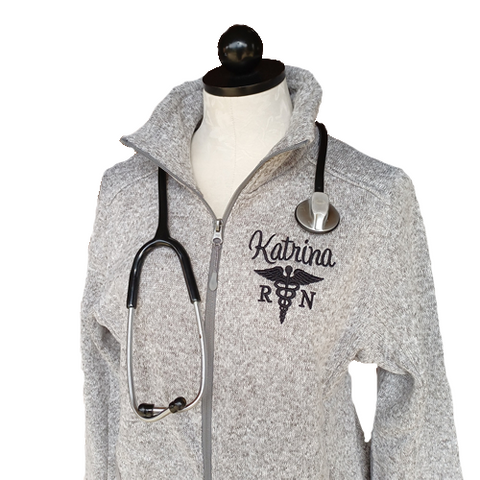 Personalized Heathered Fleece Nurse Jacket – Pretty Personal Gifts