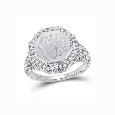 monogrammed octagon ring