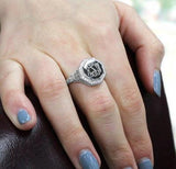 octagon engraved sterling silver ring
