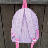 back of seersucker stripe backpack for child