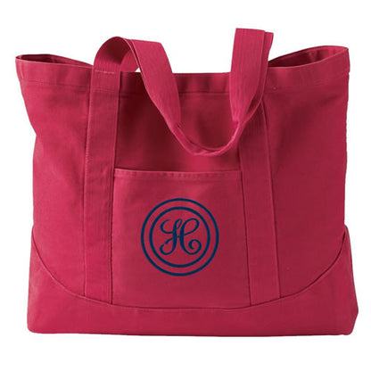 Monogrammed Canvas Tote Bag - 5 colors