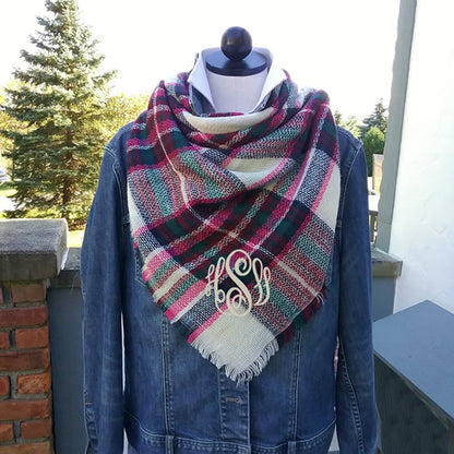 monogrammed blanket scarf