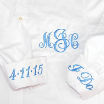 Button Down Oxford Wedding Day Shirt with monogram