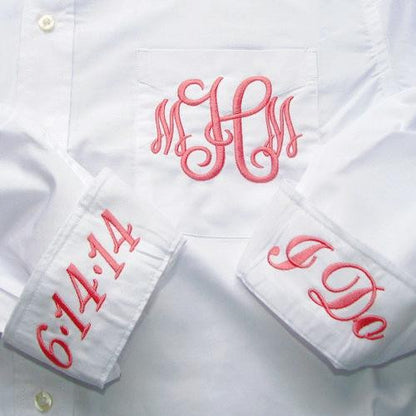 Button Down Oxford Wedding Day Shirt with monogram