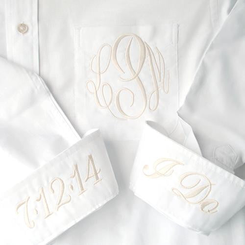 Button Down Oxford Wedding Day Shirt with monogram