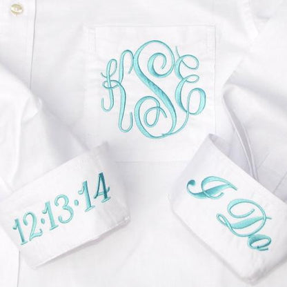 Button Down Oxford Wedding Day Shirt with monogram