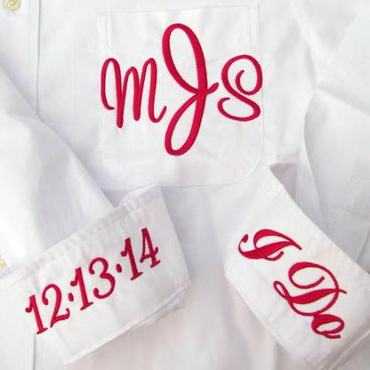 Button Down Oxford Wedding Day Shirt with monogram