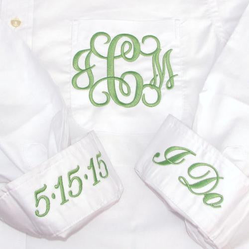 Button Down Oxford Wedding Day Shirt with monogram