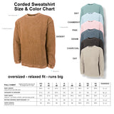 size chart for Camden Crew Sweatshirt