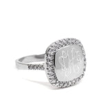 square sterling silver monogrammed ring