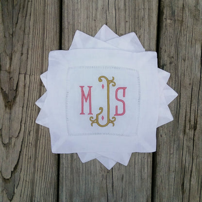 Monogrammed Linen Cocktail Napkins