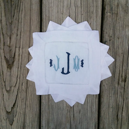 Monogrammed Linen Cocktail Napkins